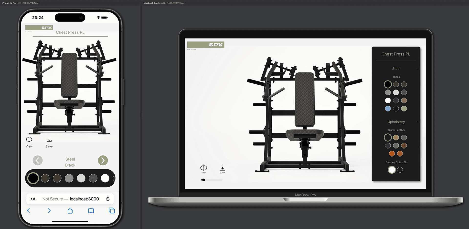 SPXFit mobile and PC app view